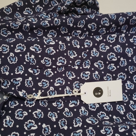 Universal Works Road Shirt In Navy Organic Flower Cotton - Picture 7 of 11